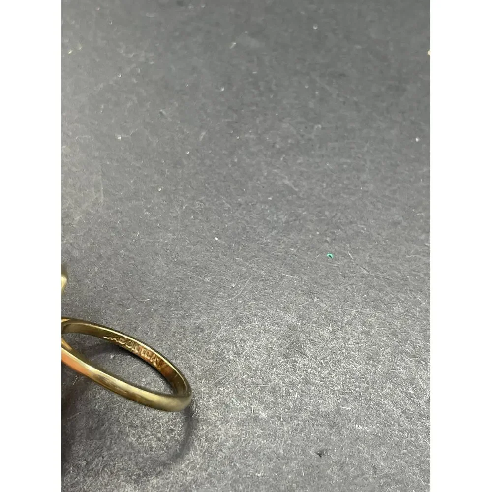 Dason Vintage 10K Yellow Gold 3 Stone Opal Ring Oval Gemstone Frame Band